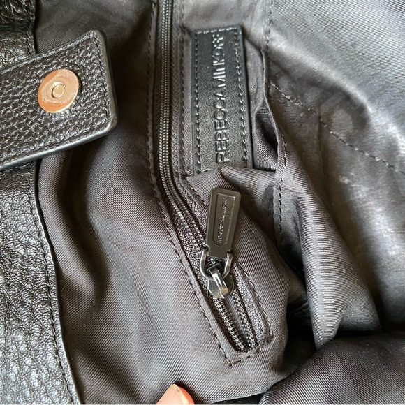 Rebecca Minkoff Leather Tassel Tote Bag Black Multi-Color Pockets - Picture 10 of 12